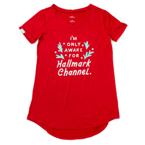 Hallmark Channel Only Awake Oversized Women's Red Sleep Shirt, Medium/Large