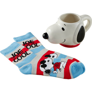 Precious Moments Peanuts Snoopy Sculpted Mug and Joe Cool Socks Set