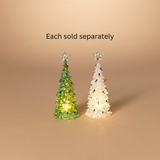 7.8"H B/O Lighted Acrylic Water Globe Christmas Tree, 2 Asst