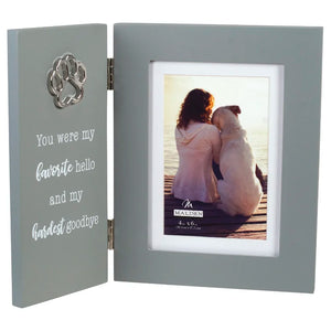 You are My Favorite Hello and My Hardest Good-Bye Hinged Wood Pet Remembrance Picture Frame Holds 4"x6" Photo