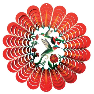 12" 3D Red Hummingbird Wind Spinner