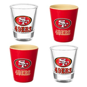 San Francisco 49ers 4-Piece Ceramic and Glass 2oz. Cup Set