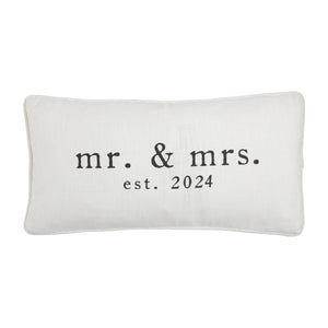 Mr. & Mrs. Est. 2024 Lumbar Cotton Pillow 22"x11"