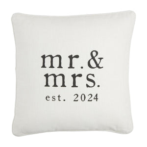 Mr. & Mrs. Est. 2024 Lumbar Square Cotton Pillow 16"x16"