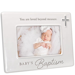 You are Loved Beyond Measure Baby's Baptism White Ceramic 4"x6" Photo Frame