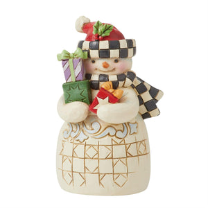 Jim Shore Heartwood Creek Mini Snowman with Checkered Hat