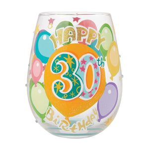 Happy 30th Stemless Wine Glass