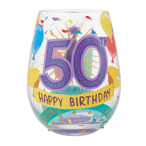 Happy 50th Stemless Wine Glass
