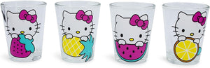 Silver Buffalo Sanrio Hello Kitty Fruit 4 Pack Mini Glass Set, 1.5 Ounces