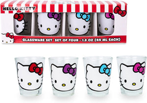 Silver Buffalo Sanrio Hello Kitty Faces 1.5-Ounce Mini Glass Cups, Set of 4 