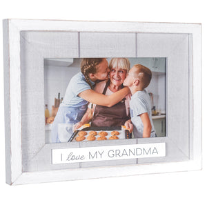I Love My Grandma Rustic Matted Picture Frame with Plaque Attachment Holds 4"x6" Photo