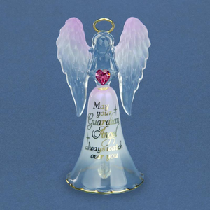 Glass Baron May Your Guardian Angel Always Watch Over You With Bell Glass Figurine