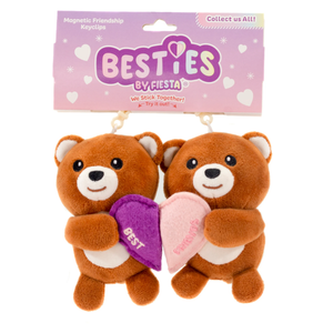 5.5" Besties Best Friends Brown Bears with Magnetic Heart Plush Stuffed Animal Clip