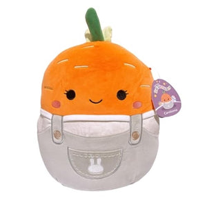 Spring Squishmallow Caroleena the Orange Carrot in Grey Overalls 8" Stuffed Plush by Kelly Toy