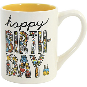Enesco Simply Mud Birthday Mug, 4.13 Inch, Multicolor, 14 oz