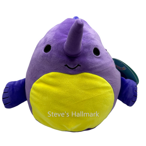 Squishmallow Neon Sealife Squad Fabrizia the Purple Swordfish with Yellow Belly 5" Stuffed Plush by Kelly Toy Jazwares