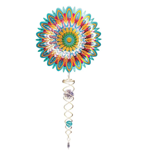 Floral Mandala Mini 6.5" Wind Spinner and 7.5" Crystal Twister Set