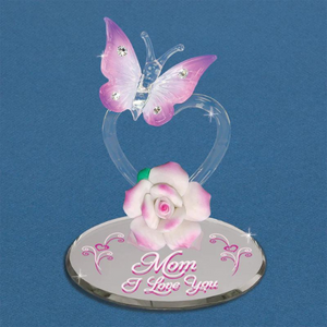 Glass Baron "Mom I Love You" Butterfly Glass Figurine