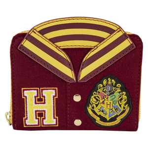 Harry Potter Hogwarts Crest Varsity Jacket Zip Around Wallet (Front)