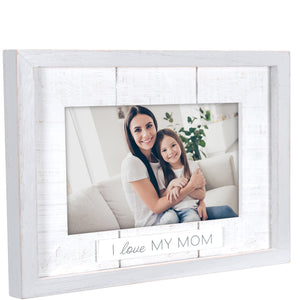 I Love My Mom Rustic Matted Picture Frame with Plaque Attachment Holds 4"x6" Photo