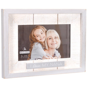 I Love My Nana Rustic Matted Picture Frame with Plaque Attachment Holds 4"x6" Photo