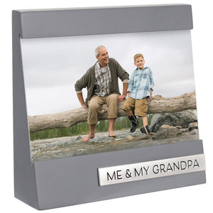 Me & My Grandpa Wedge Picture Frame with Sentiment Holds 4"x6" Photo