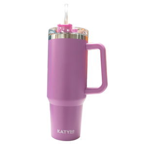 40 Oz. Orchid Lavender Purple Katydid Stainless Steel Tumbler with Handle and Straw