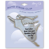 Never Drive Faster Than Your Guardian Angel Can Fly Visor Clip Carded Individually Bag