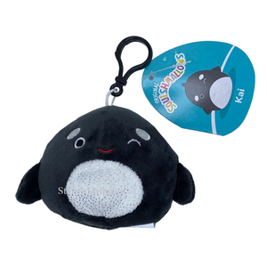 Squishmallow Kai the Black and White Orca Whale 3.5" Clip Stuffed Plush By Kelly Toy