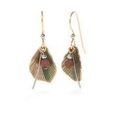 Silver Forest Folded Leaf with Jasper and Wisp Earrings
