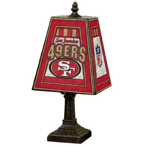 NFL San Francisco 49ers Art Glass 14.5-in Brass Table Lamp with Glass Shade