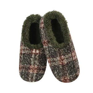 Men's Classic Snoozies® Sherpa Lined Boucle Plaid Slippers - Olive Green