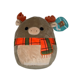 Squishmallow Fall Harvest Patterson the Moose with Orange Scarf and Antlers 7.5" Stuffed Plush by Kelly Toy