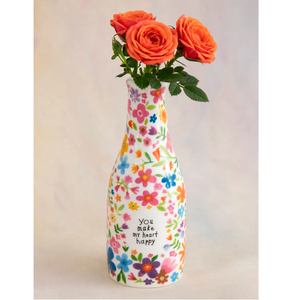 Ceramic Floral Bud Vase You Make My Heart Happy