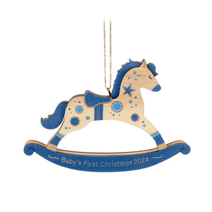 Hallmark Baby Boy's First Christmas Rocking Horse 2024 Wood Ornament