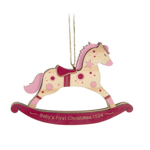 Hallmark Baby Girl's First Christmas Rocking Horse 2024 Wood Ornament