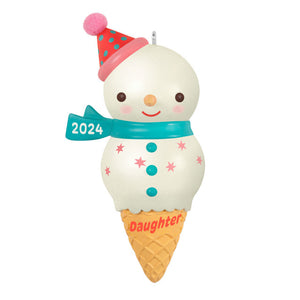 Hallmark Daughter Snowman Ice Cream Cone 2024 Ornament