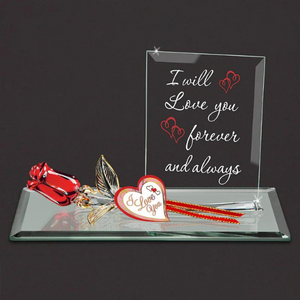 Glass Baron I Will Love You Forever & Always Rose Glass Figurine