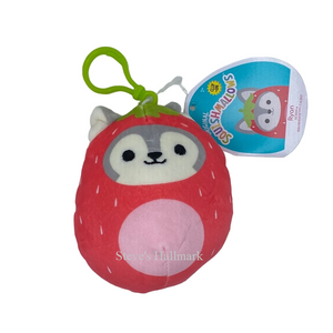 Squishmallow Ryan the Husky in Strawberry Costume 3.5" Clip Stuffed Plush by Kelly Toy