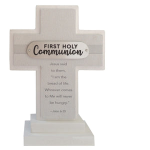 Boxed First Holy Communion Stand Cross with Metal Accent