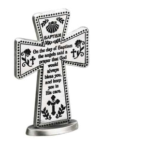 Baptism 3 In Standing Mess Cross Boxed Gift