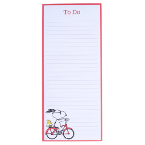 Peanuts™ Snoopy and Woodstock on Bike Magnetic Notepad
