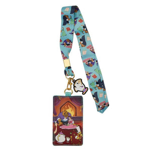 Loungefly Beauty and the Beast Fireplace Scene Lanyard with Card Holder