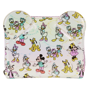 Disney100 Mickey & Friends Classic All-Over Print Iridescent Zip Around Wallet (Front)