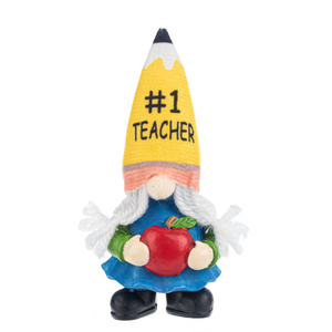 #1 Teacher Gnome with Apple Standing Figurine