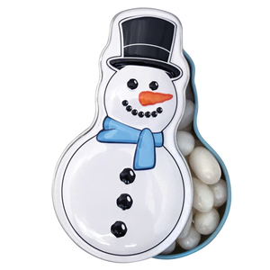 Snowman Poop Tin with Cherry Jelly Bean Candy
