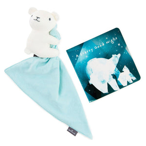 Hallmark A Starry Good Night Board Book and Polar Bear Lovey Blanket Set