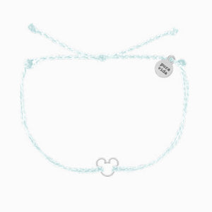 Disney Pura Vida Winter Fresh String Cord Bracelet with Silver Mickey Charm