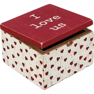 Red Hinged Wood Box I Love Us