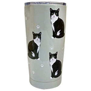 Black and White Cat Stainless Steel 16 Oz. Tumbler